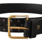 Dolce & Gabbana Elegant Leather Belt with Logo Engraved Buckle