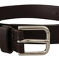 Dolce & Gabbana Elegant Leather Belt with Engraved Logo Buckle