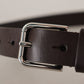 Dolce & Gabbana Elegant Leather Belt with Engraved Logo Buckle