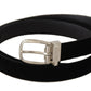 Dolce & Gabbana Elegant Velvet Black Belt with Logo Buckle