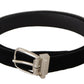 Dolce & Gabbana Elegant Velvet Black Belt with Logo Buckle