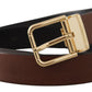 Dolce & Gabbana Elegant Brown Leather Belt with Metal Buckle