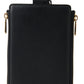 Dolce & Gabbana Elegant Black Leather Cardholder with Zip Detail