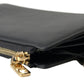 Dolce & Gabbana Elegant Black Leather Cardholder with Zip Detail