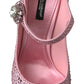 Dolce & Gabbana Pink Crystal Brooch Mary Jane Stilettos