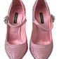 Dolce & Gabbana Pink Crystal Brooch Mary Jane Stilettos