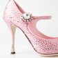 Dolce & Gabbana Pink Crystal Brooch Mary Jane Stilettos