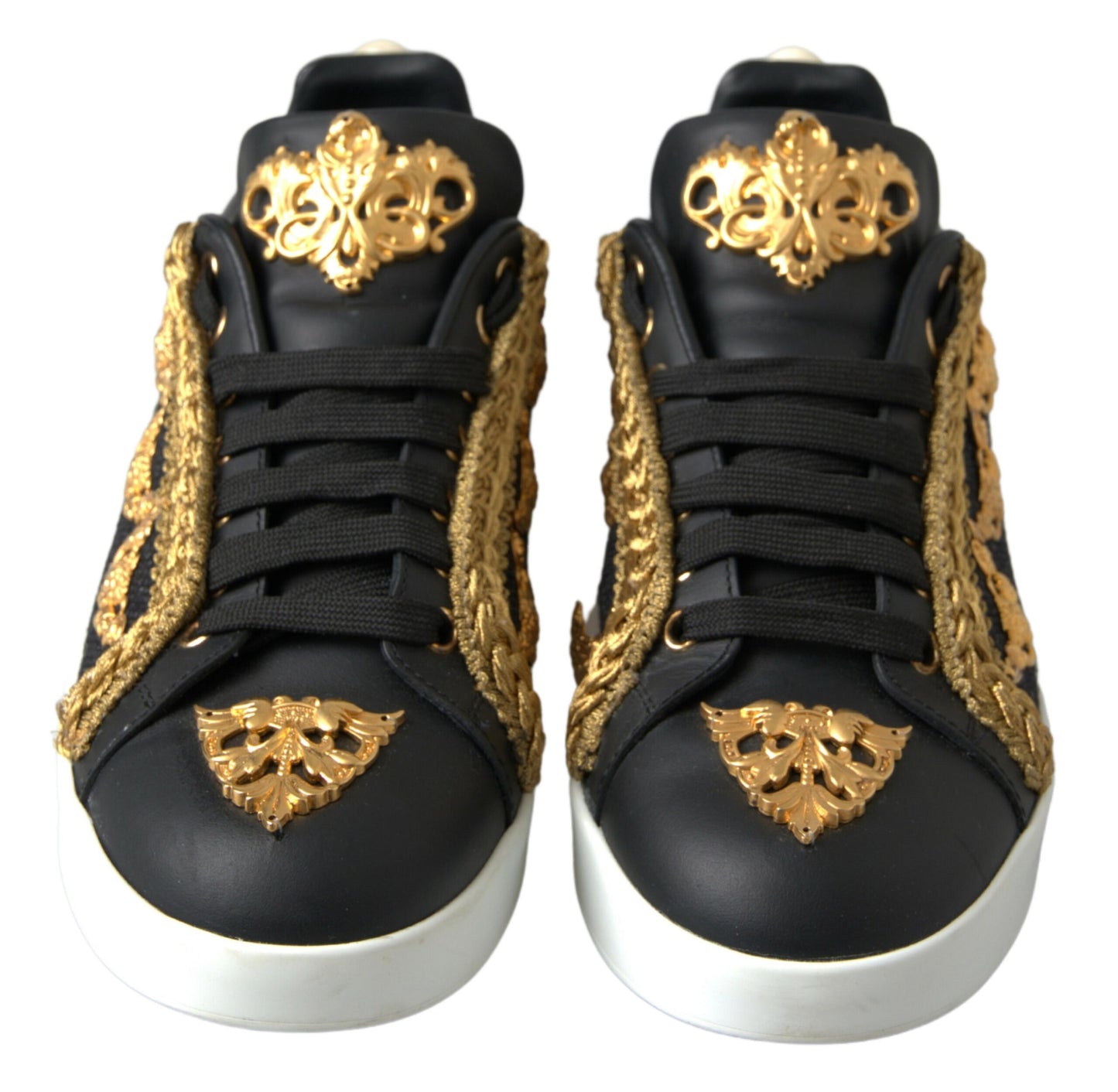 Dolce & Gabbana Elegant Portofino Sneakers in Black & Gold