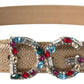 Dolce & Gabbana Crystal-Embellished Gold Leather Belt