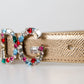 Dolce & Gabbana Crystal-Embellished Gold Leather Belt