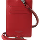 Dolce & Gabbana Elegant Red Leather Lanyard Card Holder