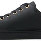 Dolce & Gabbana Black Gold Leather Classic Sneakers