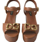 Dolce & Gabbana Chic Brown Leather Ankle Strap Wedges