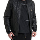 Dolce & Gabbana Elegant Black Leather Bomber Jacket