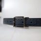 Dolce & Gabbana Elegant Blue Leather Belt with Metal Buckle