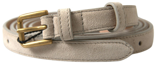 Dolce & Gabbana Elegant Beige Leather Belt with Metal Buckle