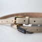 Dolce & Gabbana Elegant Beige Leather Belt with Metal Buckle