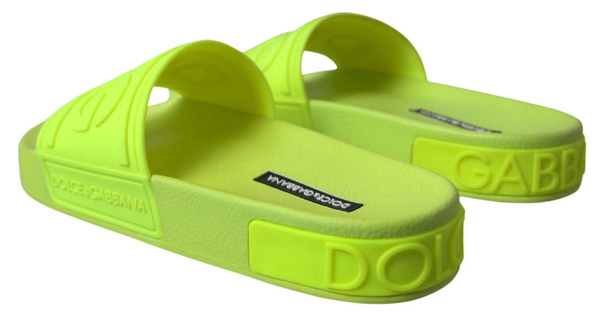 Dolce & Gabbana Elegant Yellow Green Slide Sandals