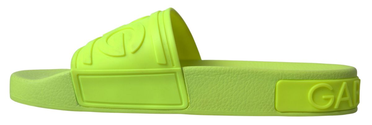 Dolce & Gabbana Elegant Yellow Green Slide Sandals