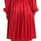 Dolce & Gabbana Elegant Red Silk Midi Dress with Button Detail