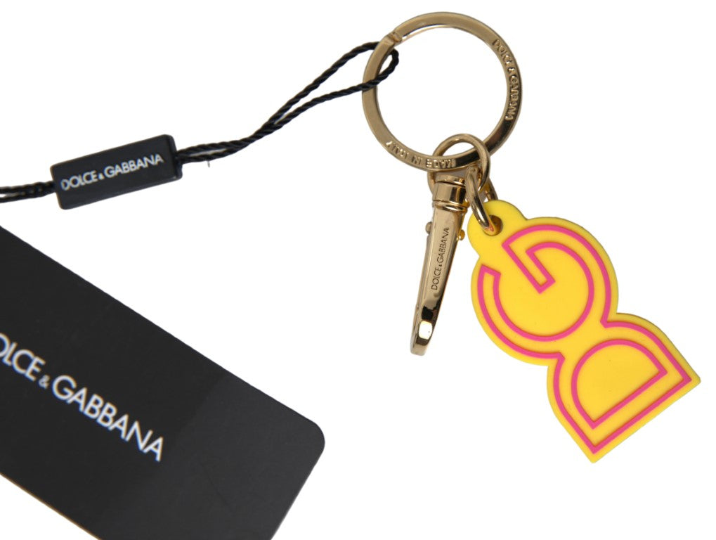 Dolce & Gabbana Chic Yellow Logo-Engraved Keychain