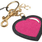 Dolce & Gabbana Elegant Black Leather Keychain with Fuchsia Accent