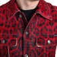 Dolce & Gabbana Vibrant Red Leopard Print Denim Jacket