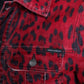 Dolce & Gabbana Vibrant Red Leopard Print Denim Jacket