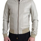 Dolce & Gabbana Cream Leather Bomber Jacket