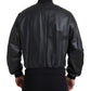 Dolce & Gabbana Elegant Black Leather Bomber Jacket