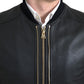 Dolce & Gabbana Elegant Black Leather Biker Jacket