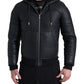 Dolce & Gabbana Elegant Black Leather Full Zip Hoodie