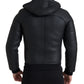 Dolce & Gabbana Elegant Black Leather Full Zip Hoodie