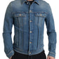 Dolce & Gabbana Blue Washed Cotton Stretch Denim Men Jacket