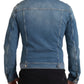 Dolce & Gabbana Blue Washed Cotton Stretch Denim Men Jacket