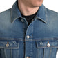 Dolce & Gabbana Blue Washed Cotton Stretch Denim Men Jacket