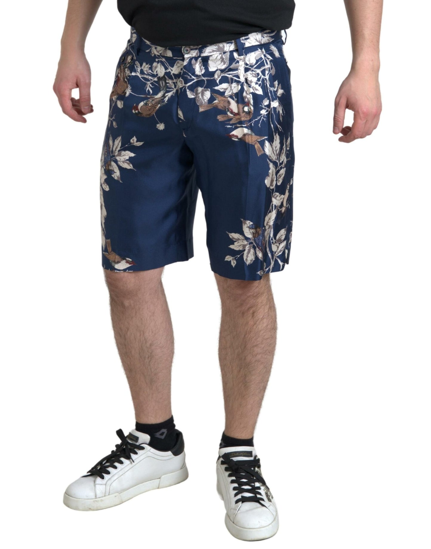 Dolce & Gabbana Silken Floral Bermuda Shorts in Blue