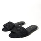 Dolce & Gabbana Elegant Black Heart Embroidery Slide Sandals