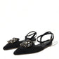 Dolce & Gabbana Suede Crystal Point-Toe Flats Slingbacks