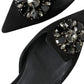 Dolce & Gabbana Suede Crystal Point-Toe Flats Slingbacks