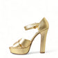 Dolce & Gabbana Gold Crystal-Embellished Leather Sandals