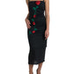 Dolce & Gabbana Elegant Wool Sheath Dress with Rose Applique