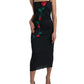 Dolce & Gabbana Elegant Wool Sheath Dress with Rose Applique