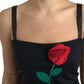 Dolce & Gabbana Elegant Wool Sheath Dress with Rose Applique