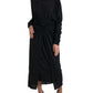 Dolce & Gabbana Black Wool Wrap Sheath Midi Gown Dress