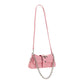 Balenciaga Chic Pink Leather Flap Handbag with Silver Trim