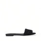 Dolce & Gabbana Elegant Black Heart Embroidery Slide Sandals