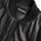 Dolce & Gabbana Sleek Black Leather Bomber Jacket