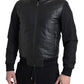 Dolce & Gabbana Sleek Black Leather Bomber Jacket