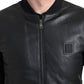 Dolce & Gabbana Sleek Black Leather Bomber Jacket